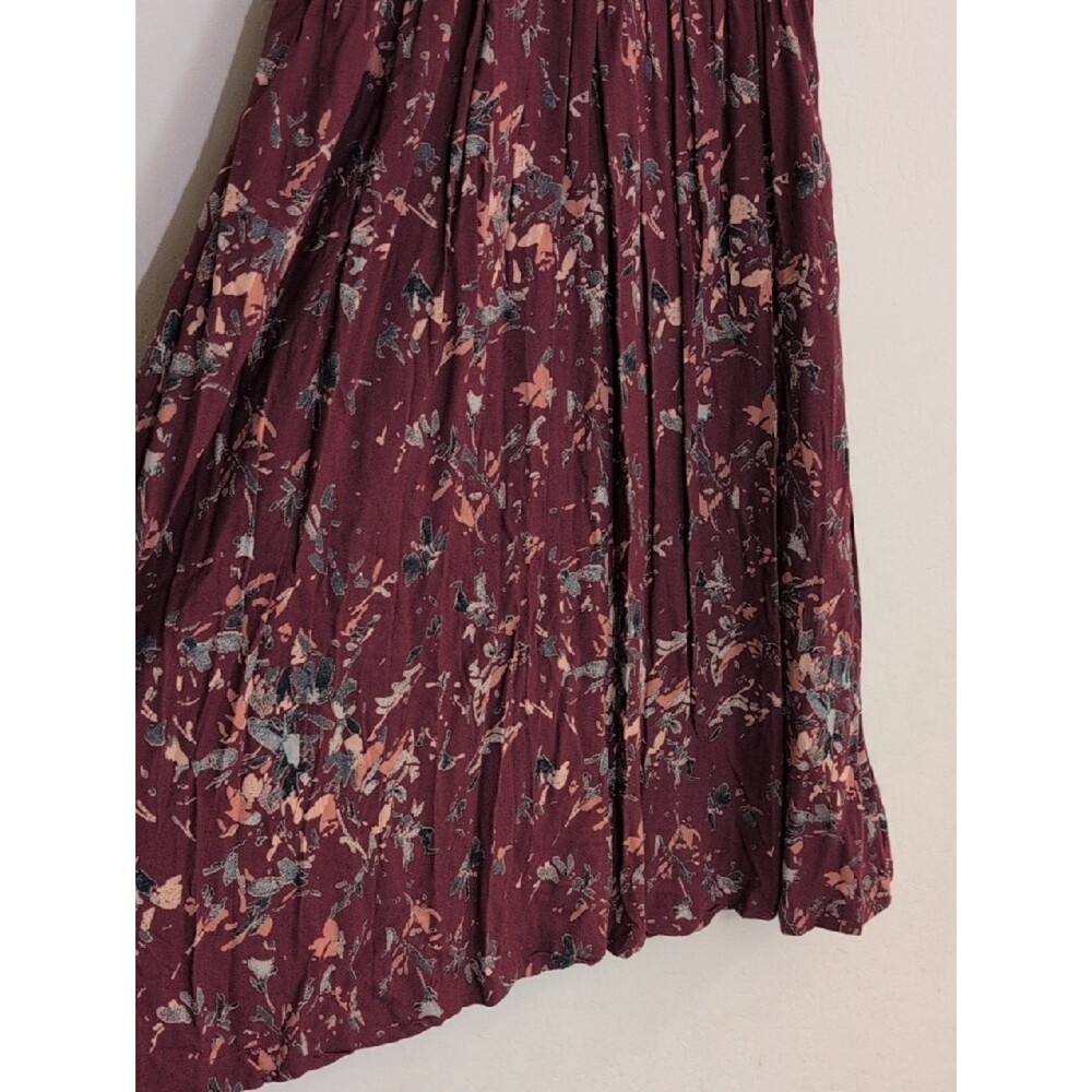 Roxy Retro Poetic Romantic Floral V-Neck Midi Dress Burgundy Maroon - Size M - Picture 4 of 14